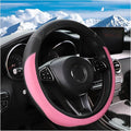 Car Steering Wheel Cover, Leather Elastic No Inner Ring Vehicle Steering Wheel Protector for 14.5-15Inch, Anti Slip Auto Interior Protection Accessories, Universal for SUV Sedan Truck (Pink)