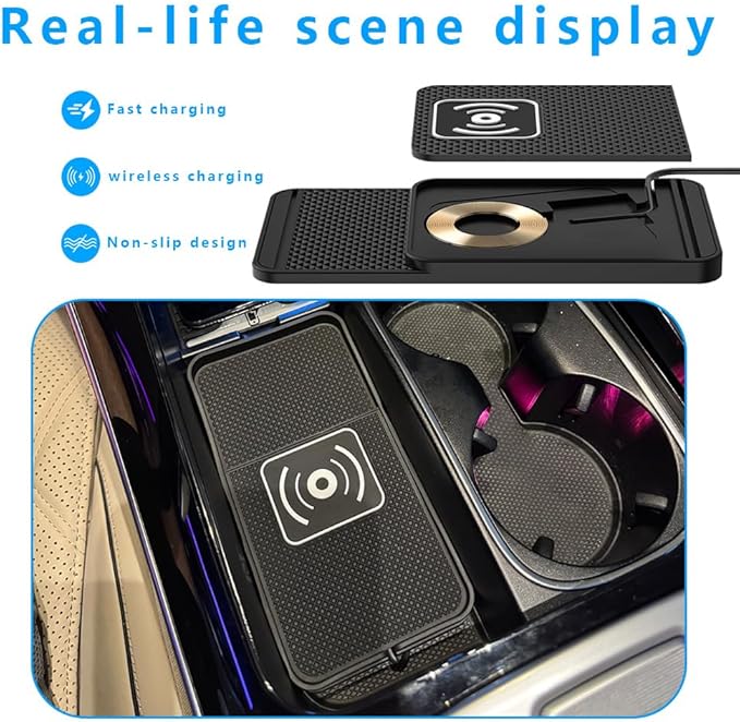Wireless Charging Pad for Car for Ineos Automotive Grenadier 2023-2025, Non-Slip Type C/USB 20W Fast Phone Charging Pad DIY Trim-to-Fit No Interior Damage,B&Type-C