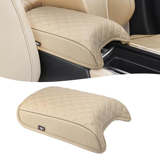 KBH Center Console Armrest Cover Pad for 2019-2024 Acura RDX, Middle Console Lid Cushion Protector, Car Arm Rest Box Pad, Vinyl Leather, Anti-Scratch, Beige