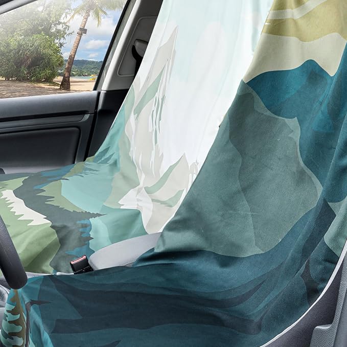 4 Pack Car Seat Towel Covers with Storage Bag 63 x 32 Inch Athletic Running Towel Seat Sweat Washable Non Slip Cover Gift for Car Outdoor Sport Activities (Landscape)
