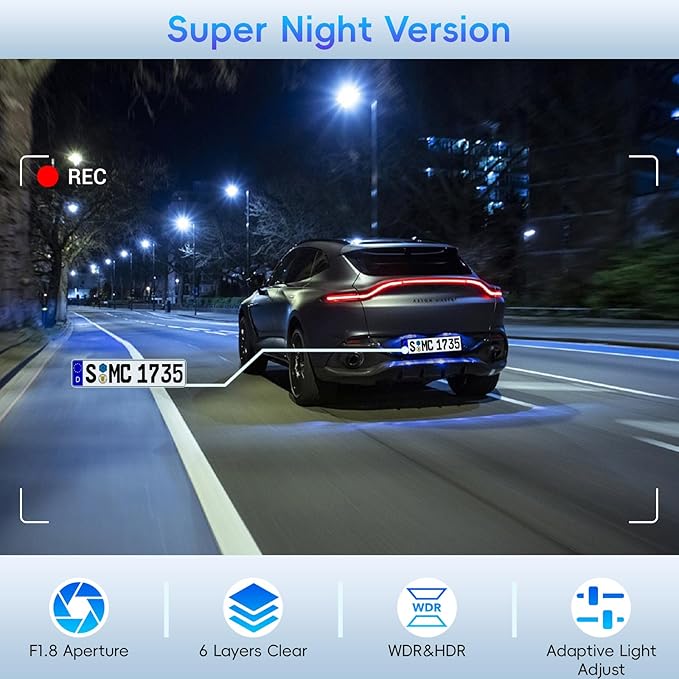 Rear View Mirror Camera, 3 Channel Mirror Dash Cam Front Rear and Inside, 11" Triple Rearview Mirro with 128GB Card, Backup Camera for Car Trucks with WiFi,Reverse Assist,Night Vision,Parking Monitor