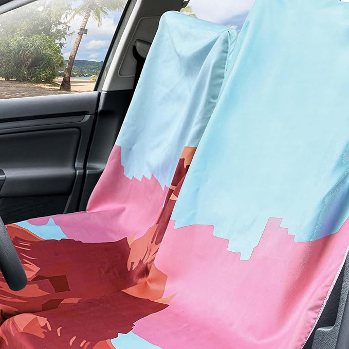 1 Pack Car Seat Towel Covers with Storage Bag 63 x 32 Inch Athletic Running Towel Seat Sweat Washable Non Slip Cover Gift for Car Outdoor Sport Activities (Grand Canyon)