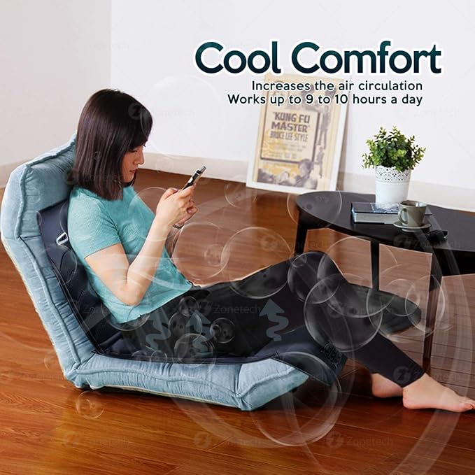 ZONETECH Cooling Car Seat Cushion - Black 12V Automotive Comfortable Massager Cooler Pad-Air Conditioned Air Circulation for Hot Weather