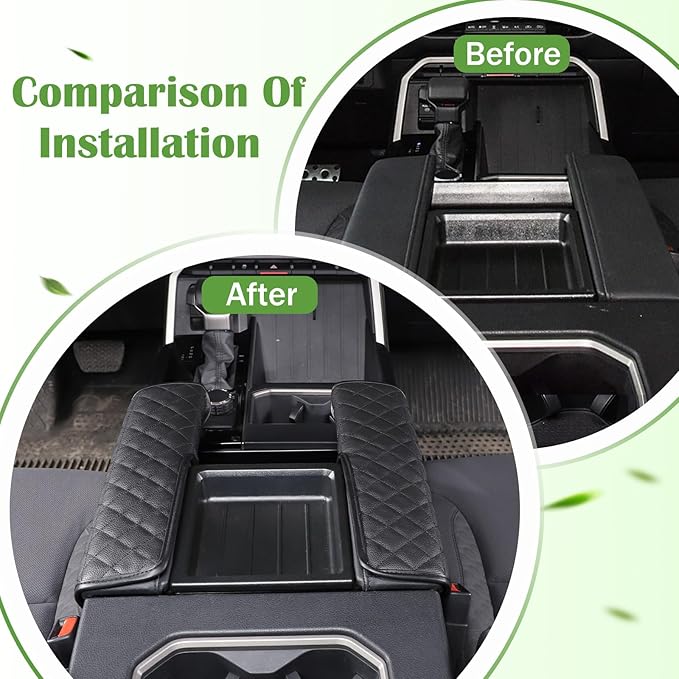 Center Console Armrest Cover Protector Pad Compatible with Toyota Tundra Sequoia 2022-2025 Leather Car Console Armrest Seat Cushion Waterproof Armrest Cushion Lid Interior Accessories (Style A)