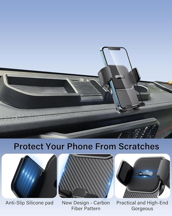 SKYLOTEC Phone Holder for Jeep Wrangler JL JLU/Gladiator JT 2024 2025 Accessories Automobile Cradles Phone Mount, Dashboard Mount Dash Tray Not Block Air Vent (2024+ 4X4, Not for 4XE)