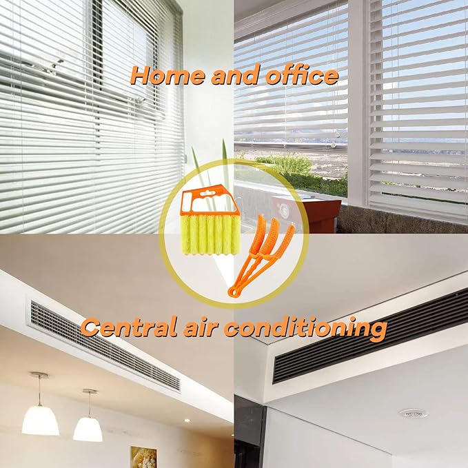 AOCEAN 4 Pcs Blind Cleaner Duster Tool, 7-Finger Dusting Cleaner Tool for Window & Air Vent, Washable Handheld Microfiber Duster Blinds Air Conditioner Fan Keyboard Duster Dirt Tool
