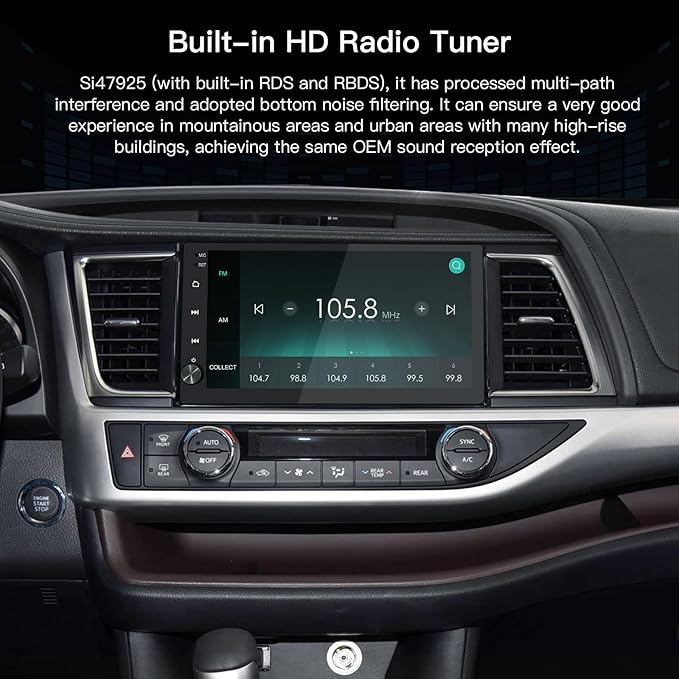 10.2'' Android 13 Car Stereo for Toyota Highlander 2014-2019,with Wireless CarPlay & Android Auto,4G+64G WiFi/DSP/SWC/AM/FM Radio