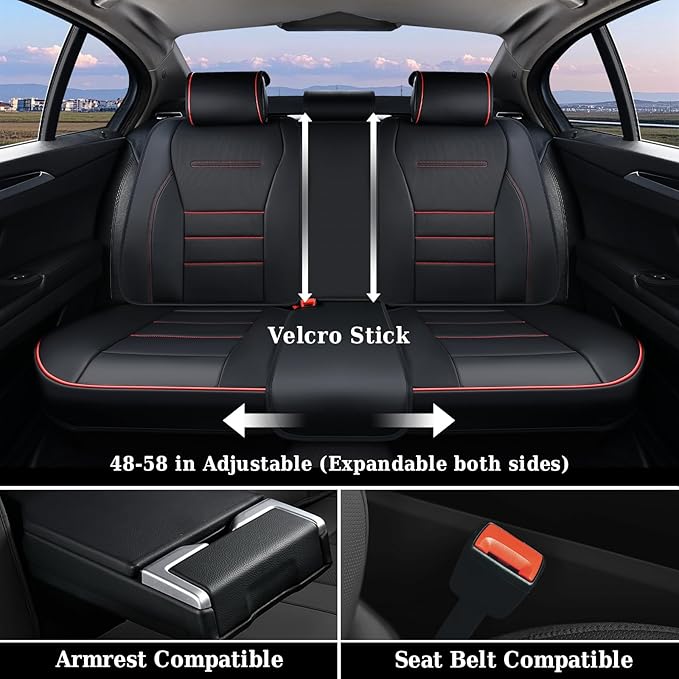 Coverado Seat Covers, Car Seat Covers Front Seats, Car Seat Cover, Car Seat Protector Waterproof, Car Seat Cushion Nappa Leather, Seat Covers for Cars Carseat Cover Universal Fit for Most Cars-Redline