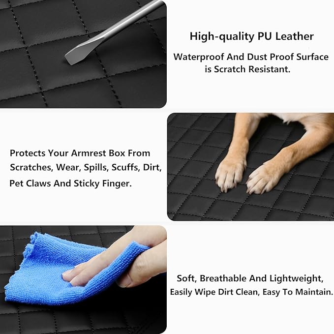 Center Console Armrest Cover for Ford Bronco 2021 2022 2023 2024 2025 2/4 Door with PU Leather Side Pockets Center Console Cover Pad Cushion Interior Accessories Arm Rest Prevent Scratching