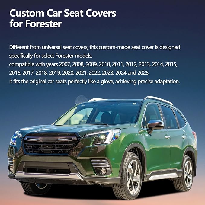 Fit Forester Car Seat Covers for Subaru Forester 2007-2025 2026 - Upgraded Premium Waterproof & Breathable Leather, Airbag Compatible, All-Weather Seat Cushion Protector (Full Set, Black+Red)