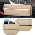 Universal Fit Premium Leather Car Seat Gap Filler Organizer, Center Console Organizer for Car SUV Truck (Beige，2 Pack)