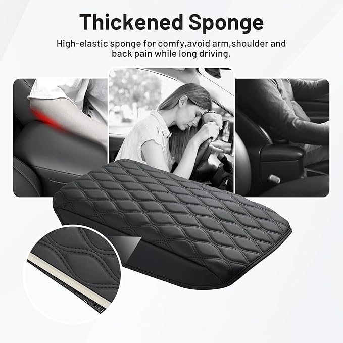 Autorder Center Console Cover for 2018-2024 Chevrolet Traverse Accessories Armrest Cushion Cover Nappa Leather Middle Console Covers Traverse Console Cushion Pad Anti-Scratch