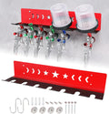 Paint Spray Gun Rack for Magnetic or Wall Mount, Holds 7 Gravity Feed Guns or 4 with Cups, Heavy-Duty Steel Paint Organizer with S-Hooks for Garage, Body Shop or Workshop, Red