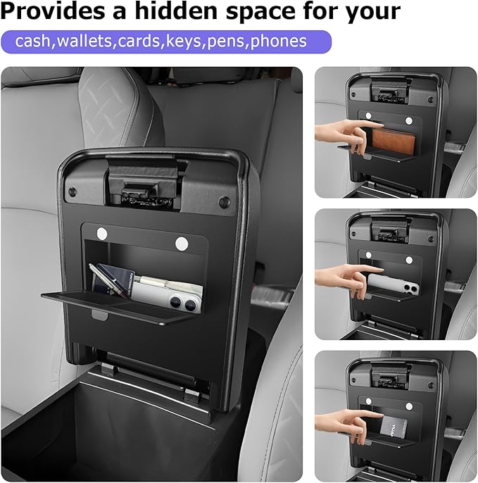 LUWU Center Console Cover Hidden Storage Box Compatible with 2025 2026 Toyota 4Runner Accessories Silicon Material Armrest Secret Arm Rest Cover Center Console Hidden Organizer Box (2 in 1 Design)