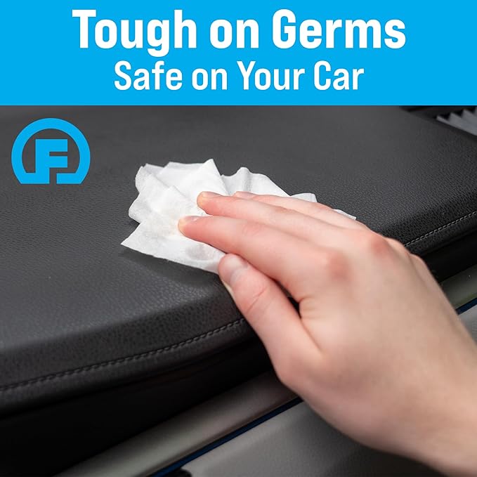 Fortress Car Wipes with Microfiber Cloth (25 ct, Pack of 5) for Interior Cleaning, Dashboard, Seats, Detailing, Steering Wheel [Travel Size] Skin-Safe Cleaner Supplies