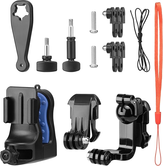 Action Camera Chin Mount for Motorcycle and Dirt Bike Helmet – 360° Rotating POV Bracket with Quick Release Base, Compatible with GoPro Hero 13–5, DJI Action 3/4/5, Insta360 X3, and More