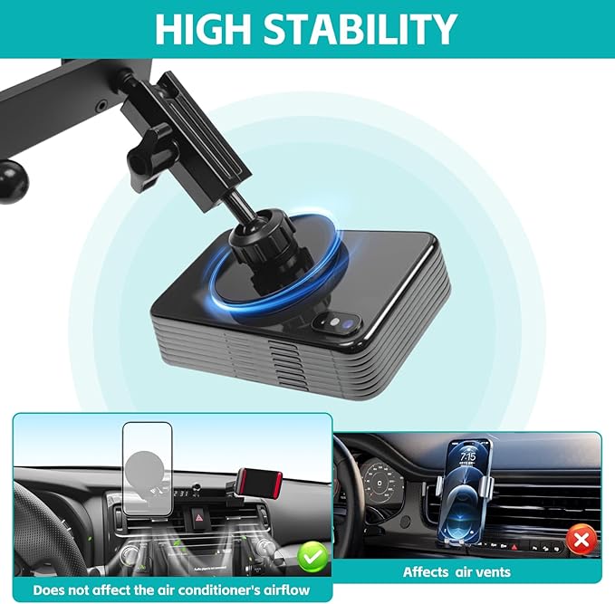 Upgraded Magnetic Phone Mount for 2010-2024 Toyota 4Runner Accessories, Magsafe Dash Phone Holder Multi-Mount Phone Stand with Three Mounting Positions for Smartphone for 4-Runner Accessories