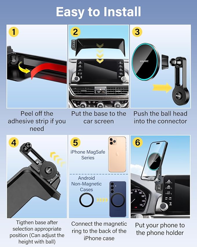 Phone Mount for 2022-2025 Chevrolet Chevy Silverado1500/GMC Sierra 1500 2500HD 3500HD Accessories 13.4-Inch Screen, Magnetic Car Phone Holder for MagSafe, Magnets Fast Wireless Charger Cell Phone Base