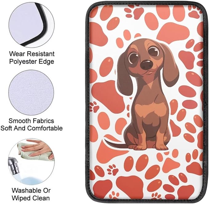 UNICEU Dachshund Dog Car Center Console Pad Automotive Interior Set Dog Paw Auto Armrest Seat Box Cover, Soft Arm Rest Protector Cushion Pad Easy to Install Dog Paw Car Accessories