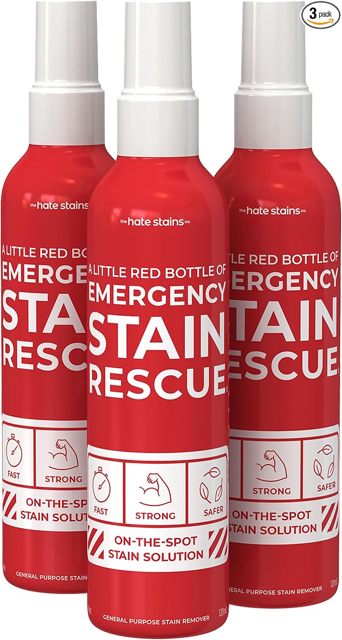 Emergency Stain Rescue Stain Remover Spray - Emergency Stain Spray for Laundry & Carpet - Upholstery & Fabric Treater - No Added Phosphates Wine & Coffee Spot Treatment - 3-Pack 4 Fl Oz Unscented