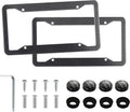 LivTee Carbon Fiber License Plate Frames, 2PCS Car License Plate Holder, 4 Holes Stainless Steel License Plate Covers, Automotive Exterior Accessories, Slim Design with Gasket Cover for US Cars