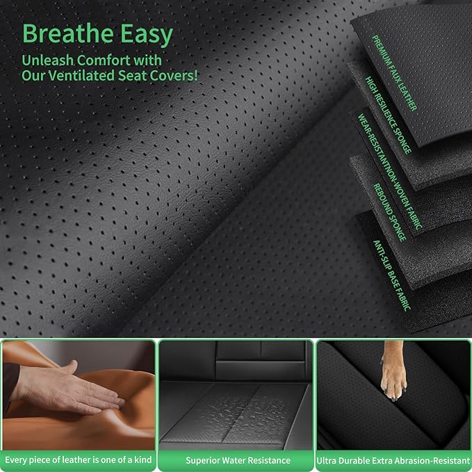 Fit Elantra Car Seat Covers for Hyundai Elantra 2017-2024 2025 2026 -Upgraded Premium Waterproof & Breathable Leather, Airbag Compatible, All-Weather Seat Cushion Protector,2 Front/Black