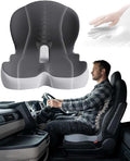 Orthopedic Seat Cushion, L-Shaped Ergonomic Design W/Lumbar - Removes 100% of Tailbone Contact, Cushion for Truck Driver, Workers, Instant Relief Sciatica Pain (Grey)