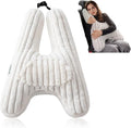 HIGOGOGO Washable Travel Pillow, Car Pillow for Kids & Adults, Upgraded Travel Pillows with Removable Soft Cover and High-Support Foam, Fix Neck and Body Sitting/Sleeping on The Trip, Beige