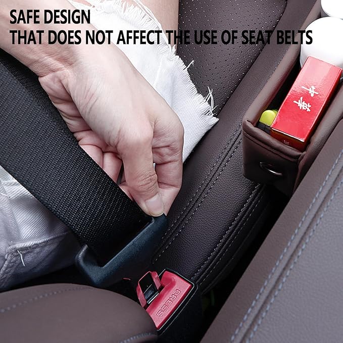 Universal Fit Premium Leather Car Seat Gap Filler Organizer, Center Console Organizer for Car SUV Truck (Brown, 2 Pack)