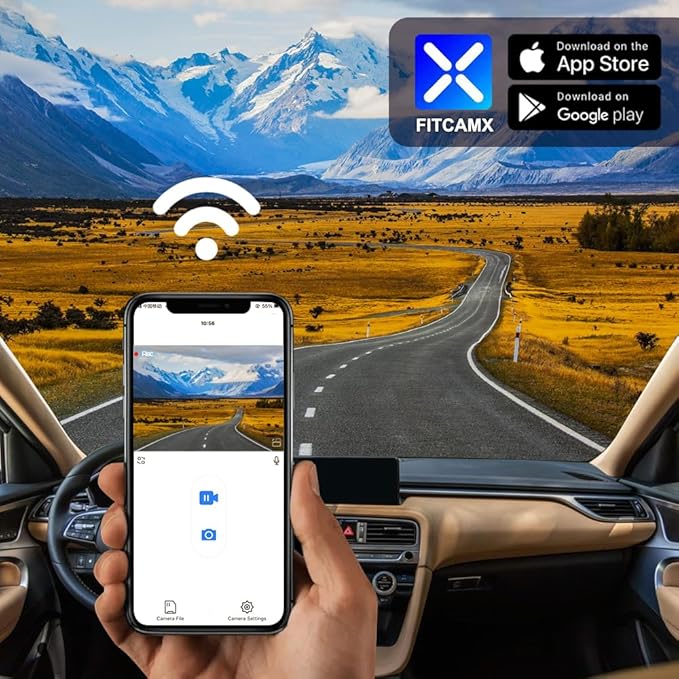 Fitcamx 4K Dash Cam Suitable for Genesis G70 2019-2026 (Part No#G9000), OEM Factory Look, 2160P UHD Video, Built-in WiFi & APP, Loop Recording, Collision Detection, Plug & Play, 64GB Card
