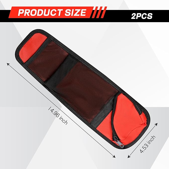 Hovom 2PCS Car Seat Storage Hanging Bag, Multi-Pocket Auto Seat Side Organizer, Multifunctional Mesh Pocket Auto Front Seats Organizer for Phone Wallet Glasses, Universal Car Accessories (Red, 2PCS)