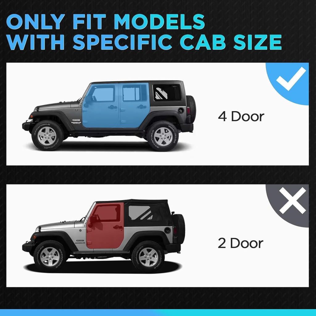 Running Boards Compatible with 2007-2018 Jeep Wrangle JK 4 Doors, Carbon Steel Coated Black Side Steps Nerf Bars
