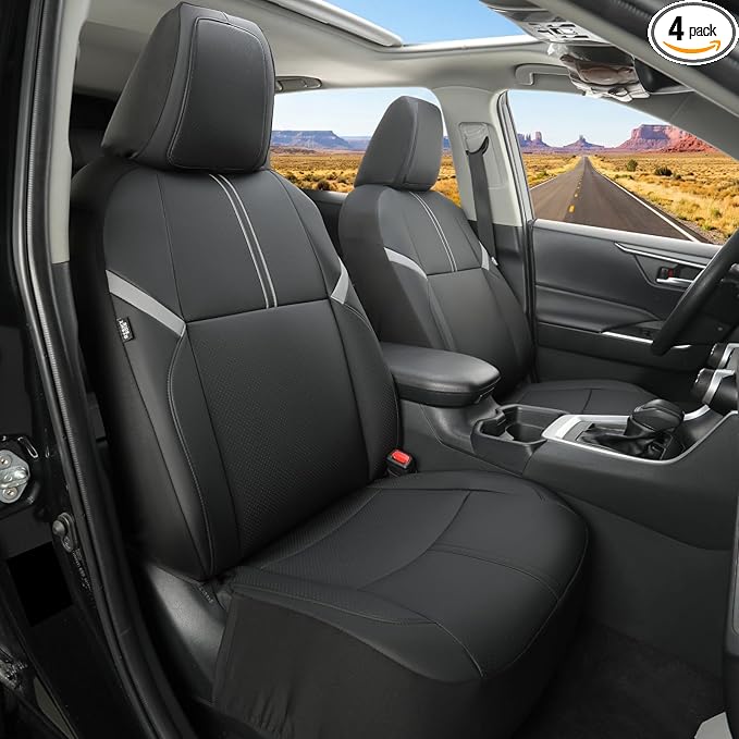 GIANT PANDA Rav4 Seat Covers Custom Fit for Toyota Rav4 2019 2020 2021 2022 2023 2024 2026 Hybrid&Gas(LE SE XLE XSE Limited Premium) No-Removal Seat Design,Installation-Friendly,Faux Leather