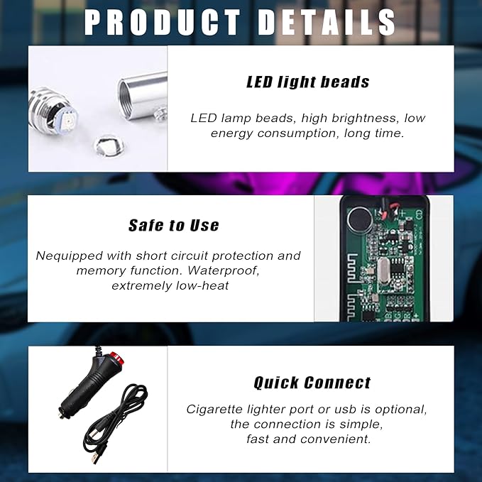 Interior Car LED Strip Lights with APP Control, RGB Ambient Lighting Kit with 118 inches Fiber Optic, 16 Million Colors Neon Strip USB Music Sync Atmosphere LED for Vehicles