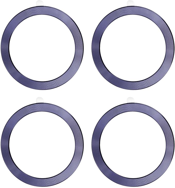 PATIKIL Universal CD Stripe Magnetic Adapter Ring, 4 Pcs Ultra-Thin Sticker Ring Adhesive Nickel-Iron Alloy for Phone Cases Holder Wireless Charging Car Mount Kit, Purple