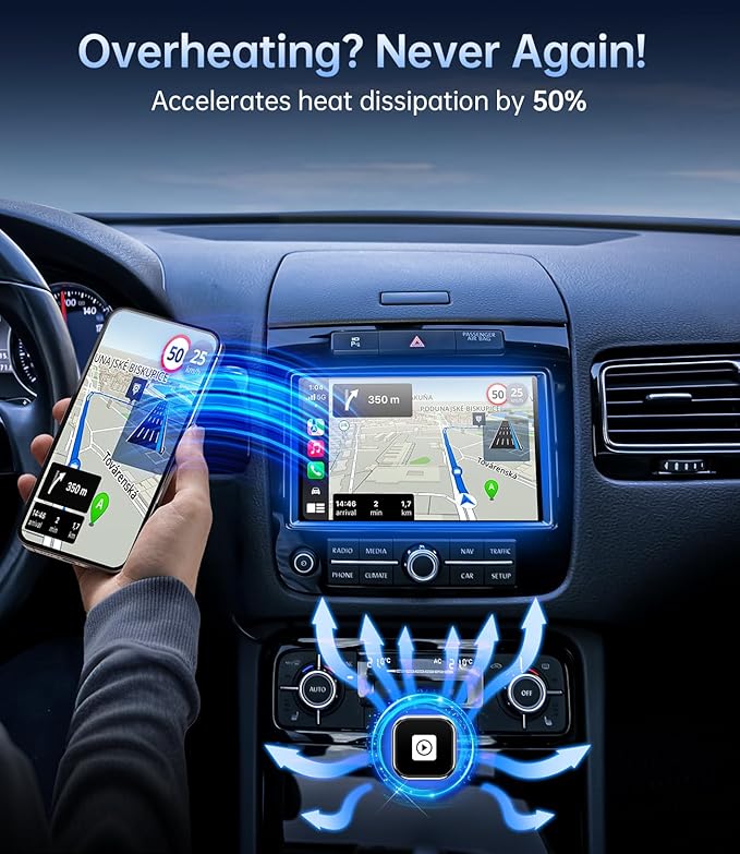 YUHUO Wireless Carplay Adapter, Wired CarPlay to Wireless,Mini USB Design for Car Play&Android Auto, 2025 Upgrade Easy Use Fast Stable Connection for iPhone (Gray)