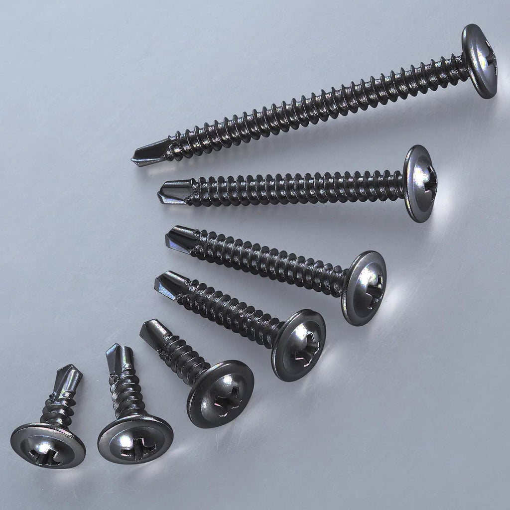 (200Pcs)#8×1” for Sheet Metal Self-Tapping Screws 410 Black Stainless Steel Truss Head High-Strength Quick Tapping