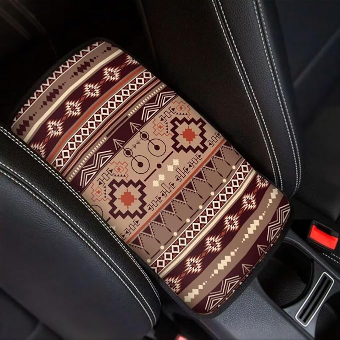 Coldinair Aztec Western Culture Universal Car Center Console Pad Soft Armrest Protector Cover Fit for Most Vehicle,SUV,Truck,Car Interior Accessories Decor