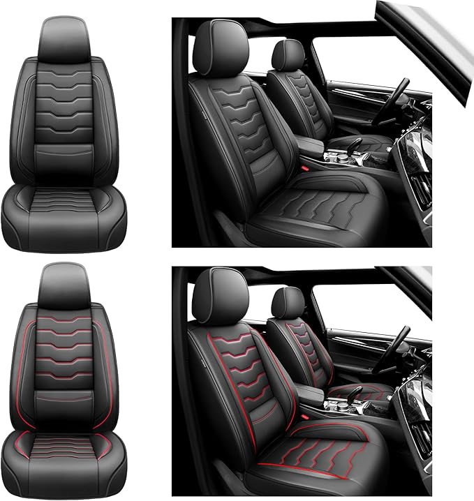 Fit Sentra Car Seat Covers Compatible with Nissan Sentra 2001-2025 2026 - Full Set Premium Leather， Waterproof Breathable， All-Weather Seat Cushion Protecto&Airbag Compatible（Full Set,Black