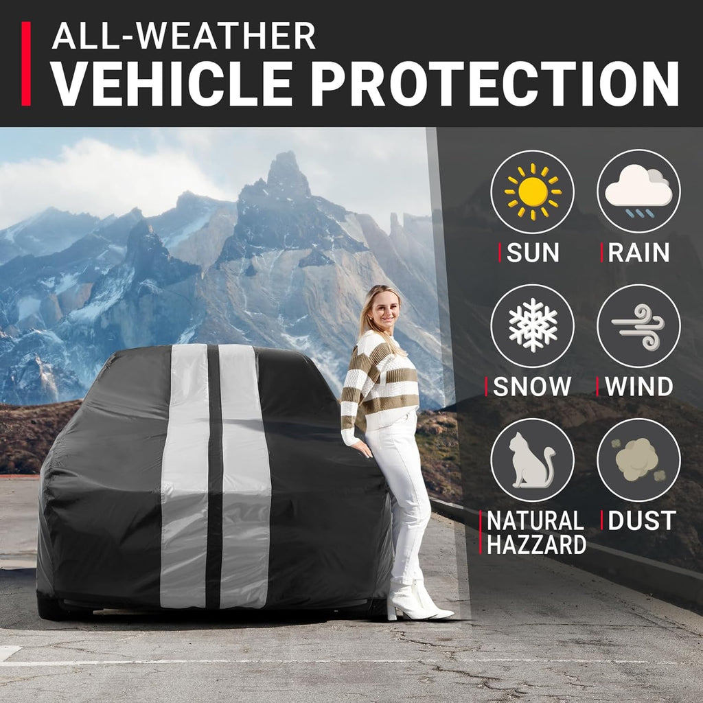 iCarCover Custom Car Cover for Pontiac Super Chief (1957-1958) Waterproof All-Weather Rain Snow UV Sun Protector Full Exterior Indoor Outdoor Car Cover (Stripe - Black/Gray)