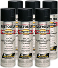 Rust-Oleum 239107-6PK Professional High Performance Enamel Spray Paint, 15 Oz, Semi-Gloss Black, 6 Pack