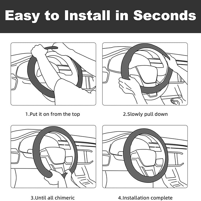 Car Steering Wheel Cover for Women Men, Non-Slip Botanical Floral Pattern with Ladybugs Steering Wheel Protector, Universal 14"-15" Fit for Cars, SUVs, Trucks
