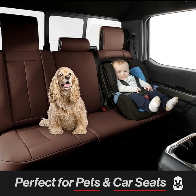 Coverland Custom Fit Car Seat Covers for SUV Compatible with [QX4, Endeavor, Bravada] PPremium Car Seat Cover Water Resistant Leather Non-Slip Interior Protectorr [Full set Dark Brown -Size Chart X66]
