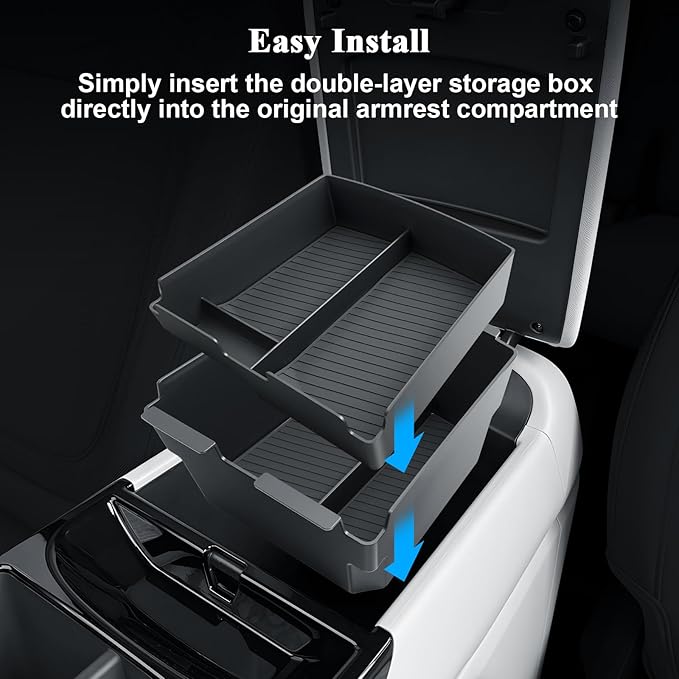 BIBIB0 2Pack 2025 2026 Tucson Limited Center Console Organizer for 2026 2025 Hyundai Tucson(Limited)/Tucson Hybrid/Tucson Plug-in Hybrid Armrest Inserts Tray -ONLY Fit Electronic Shift-Double Layers