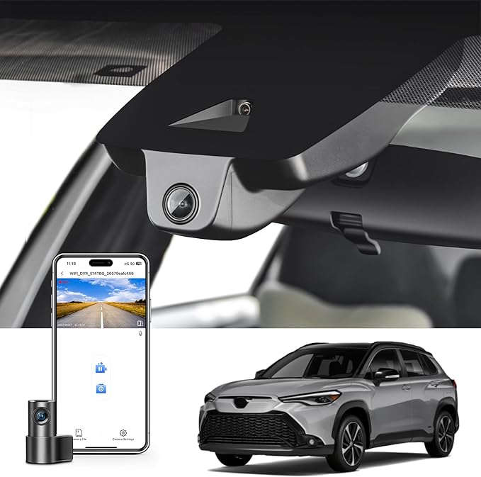 Mangoal Front 4K & Rear 1080P Dash Cam Custom fit for Toyota Corolla cross & Corolla cross Hybrid 2023 2024 2025 2026 (Model A),LE L XLE,OEM Factory Look,2160P UHD Video,Built-in WiFi & APP,128GB Card