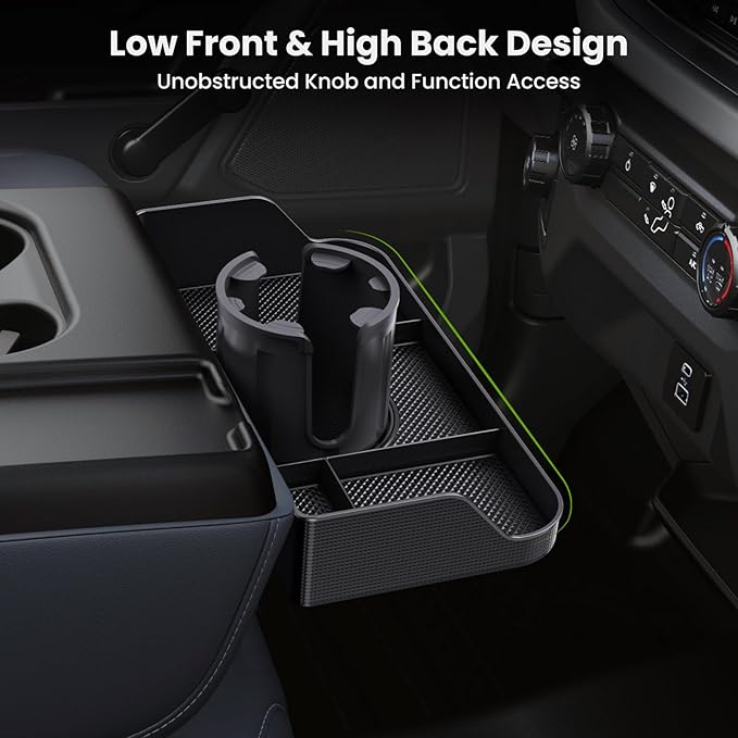 Kaishengyuan Front Center Seat Headrest Organizer Compatible with 2011-2025 2026 Ford F150 F250 F350 F450 F550 F650 Accessories, Compartment Tray Container Storage Box with Cup Holder(Jump Seat Only)