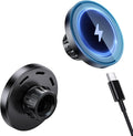 Magnetic Wireless Charging Phone Holder with 17mm Ball Socket for MagSafe, Magnetic Ball Mount Adapter Fits 17mm/0.67inch Ball Joint Car Phone Holder for iPhone 17/16/15/14/13/12 Series