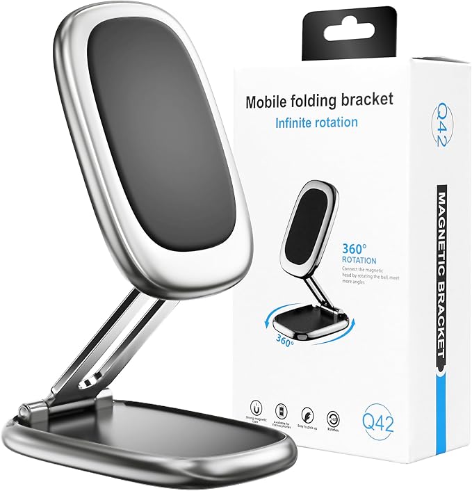 Magnetic Car Phone Holder, N55 Strong Magnets, 360° Rotation Dashboard Magnetic Phone Holder for Car, Folding Car Magnet Phone Mount for iPhone 16 15 14 13 Pro Max (Square-1)