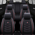 Car Seat Covers 7 Seats for Ford Explorer 2000-2025, Waterproof Durable Compatible Airbag, Premium Leather Seat Protector(7 Seats Standard,Black Red)