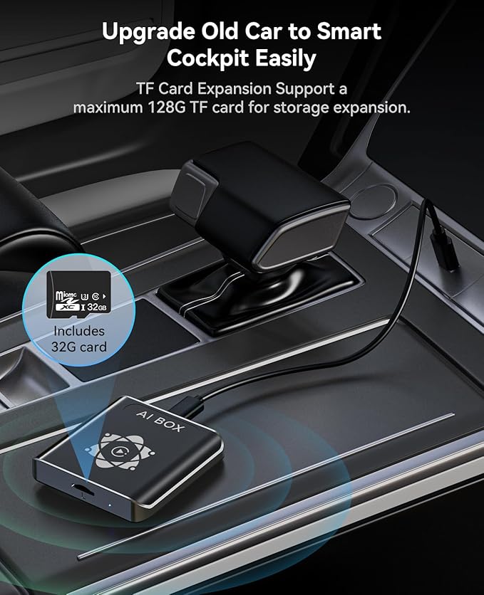 AI Box for Factory Wired CarPlay, Wireless CarPlay & Android Auto Adapter with Netflix, YouTube & TikTok, Full Android Car Video Box with 4G LTE, GPS, Dual Bluetooth and Dual-Band WiFi